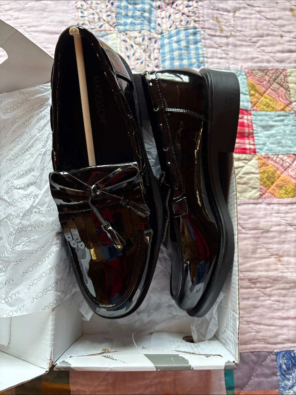 Madison Black Patent Tassel Loafers for Women from Soft Moc.